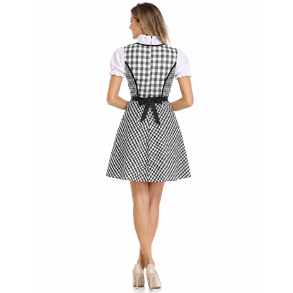 Schwarzes kariertes Dirndl Damen für Oktoberfest