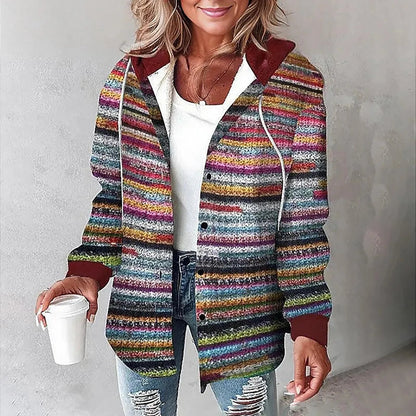 Damen Hemdjacke kariert mit Kapuze – Overshirt Freizeitjacke
