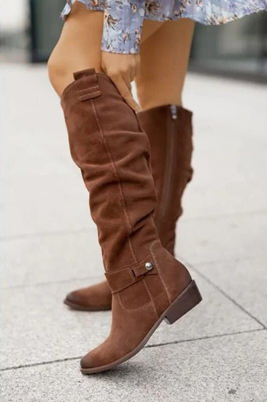Damen kniehohe Stiefel flach – Langschaftstiefel