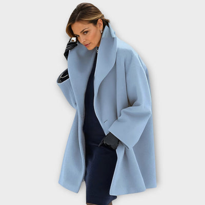 Wollmantel Damen elegant – minimalistischer Mantel mit rundem Kragen