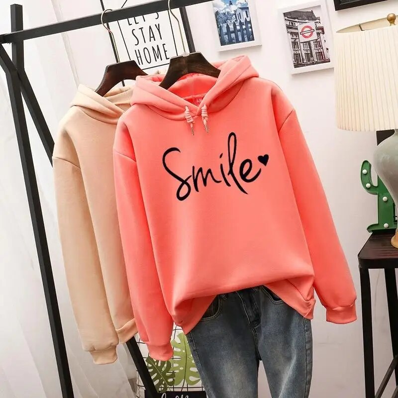 Damen Kapuzenpulli mit Smile-Motiv
