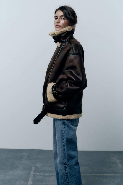 Damen Übergangsjacke in Lederoptik