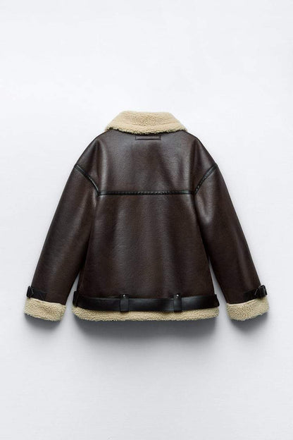 Jacke Damen mit Reverskragen aus Kunstleder