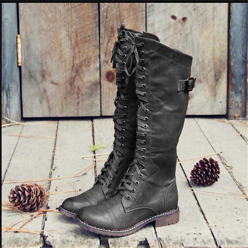 Damen Schnürstiefel im Reitstil – hohe Stiefel