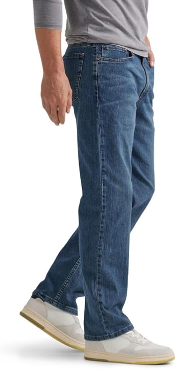 Klassische dunkelblaue Herren-Jeans mit gerader Passform und authentischer Denim-Waschung