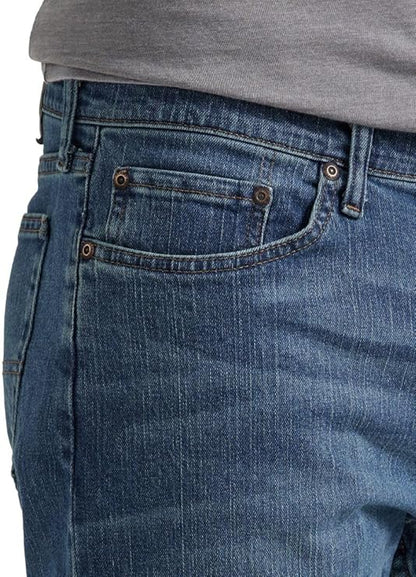 Klassische dunkelblaue Herren-Jeans mit gerader Passform und authentischer Denim-Waschung
