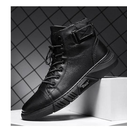 Herren Lederstiefel robust – schwarze Boots