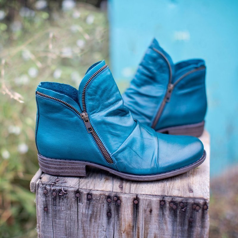 Damen Stiefeletten in Leder-Optik trendige Ankle Boots