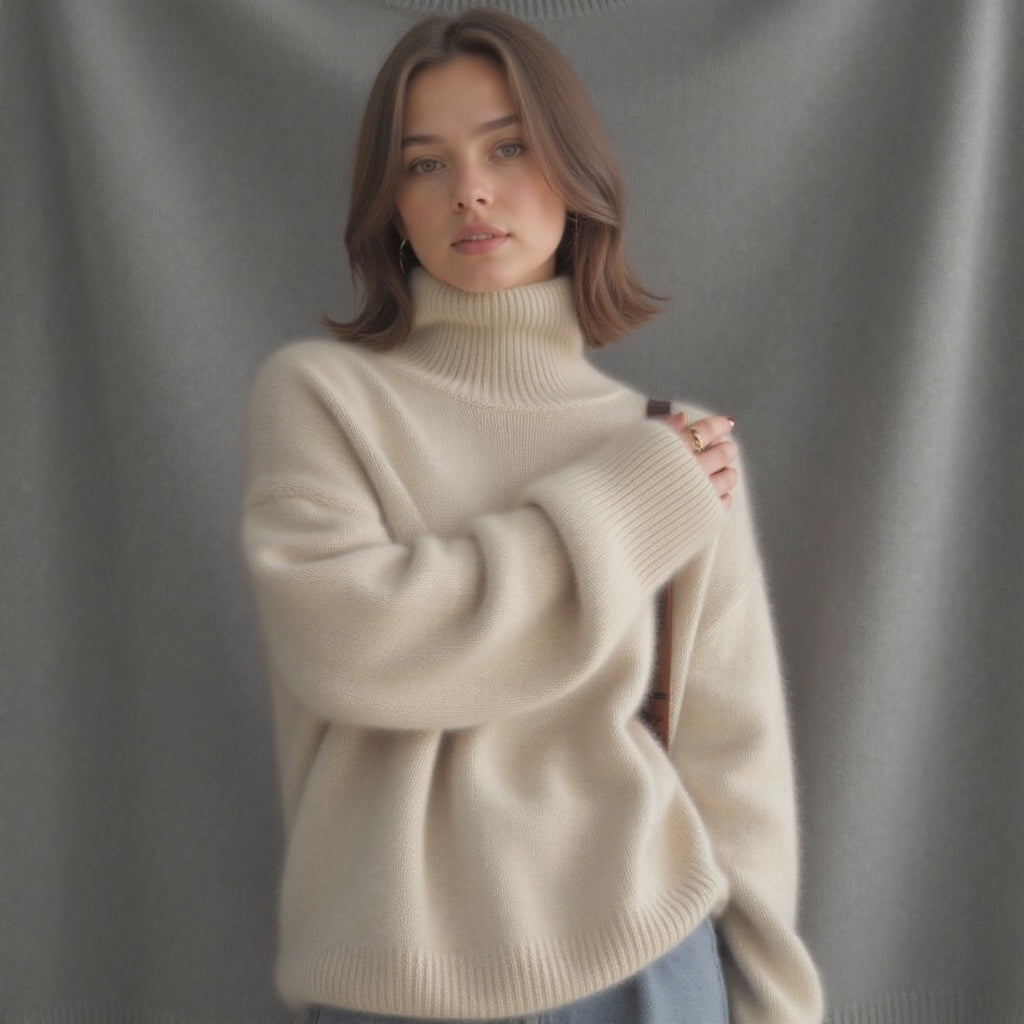 Oversize-Rollkragenpullover aus Kaschmir – weicher Feinstrick im lockeren Schnitt