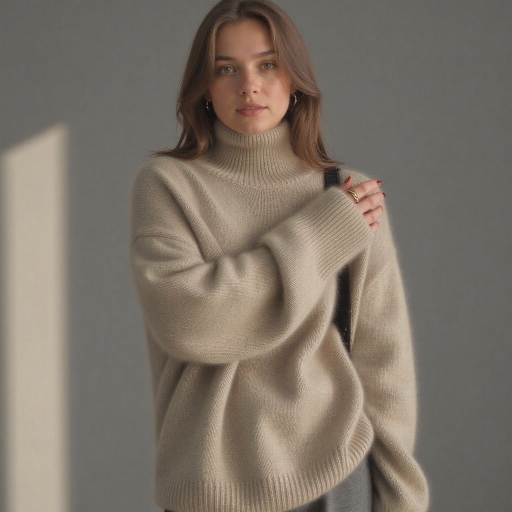 Oversize-Rollkragenpullover aus Kaschmir – weicher Feinstrick im lockeren Schnitt