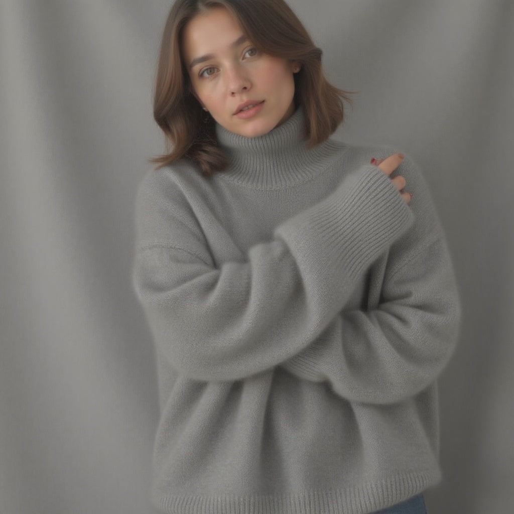 Kaschmirpullover Damen Oversize mit Rollkragen