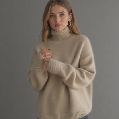 Oversize-Rollkragenpullover Damen aus Kaschmir