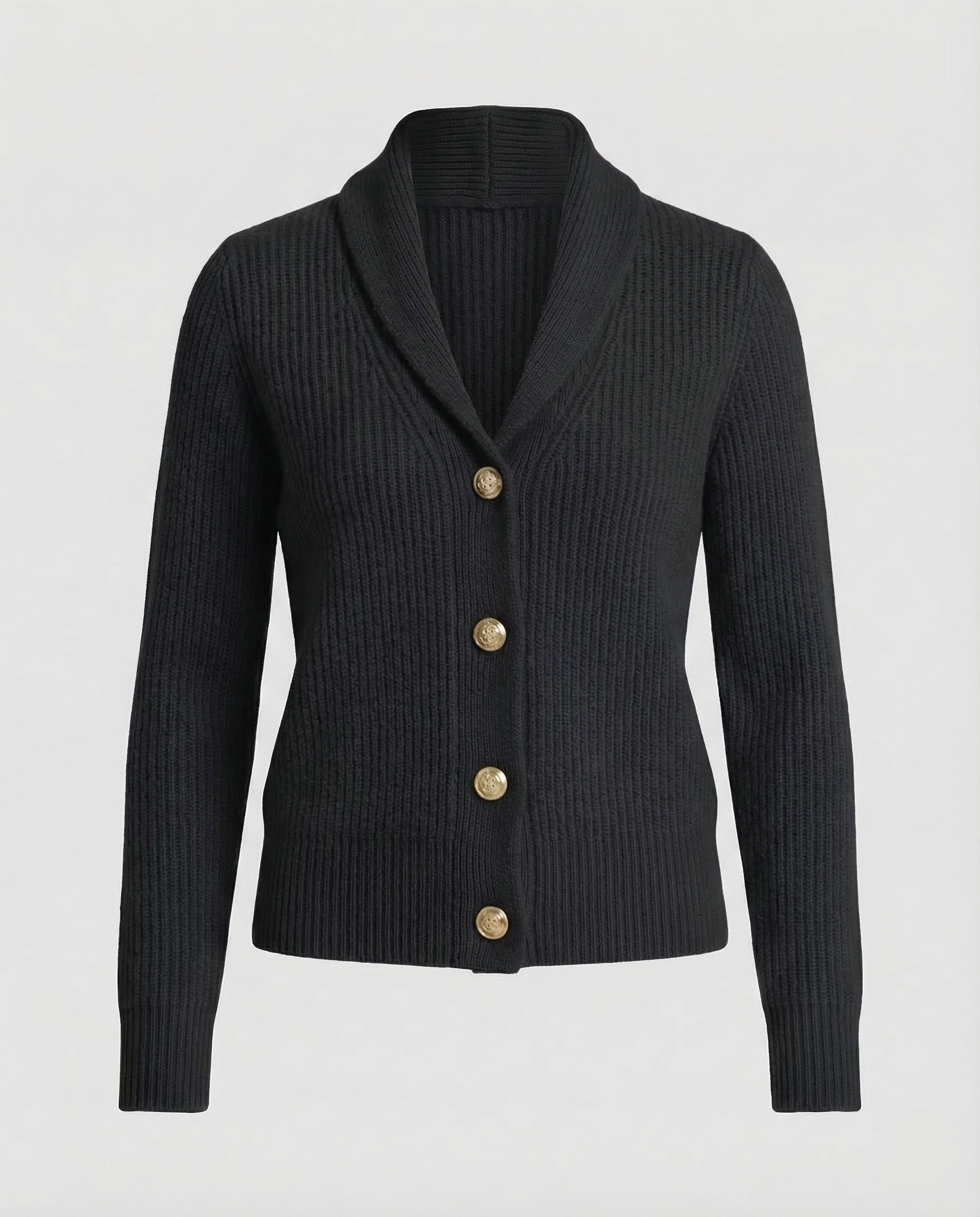 Strickjacke Damen aus Baumwolle – Cardigan mit Reverskragen, Detailansicht