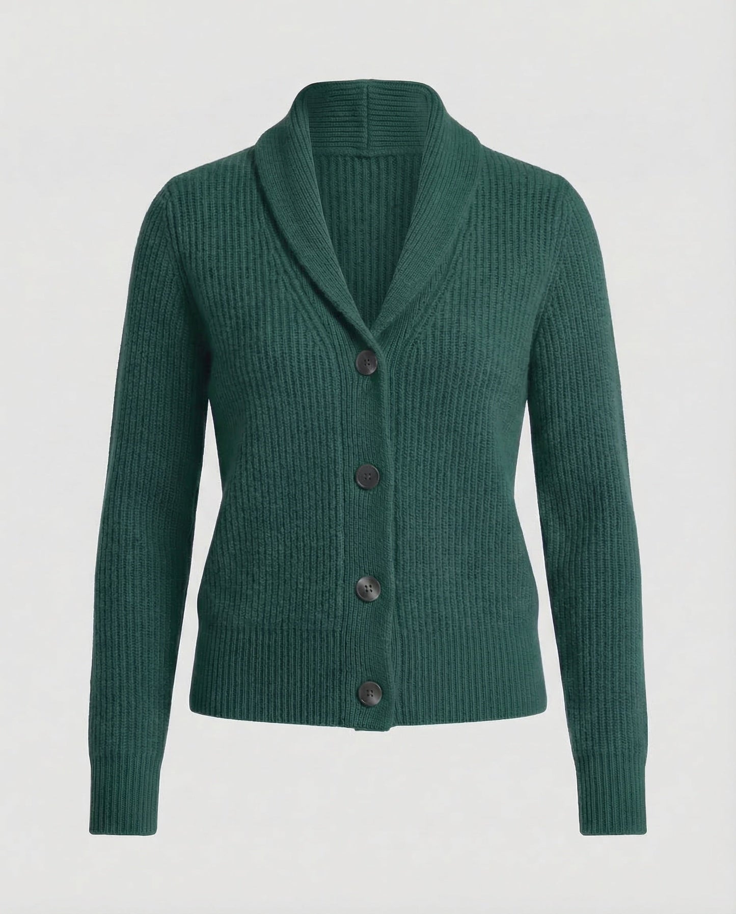 Strickjacke Damen aus Baumwolle mit Reverskragen – Cardigan mit Knopfleiste, Vorderansicht
