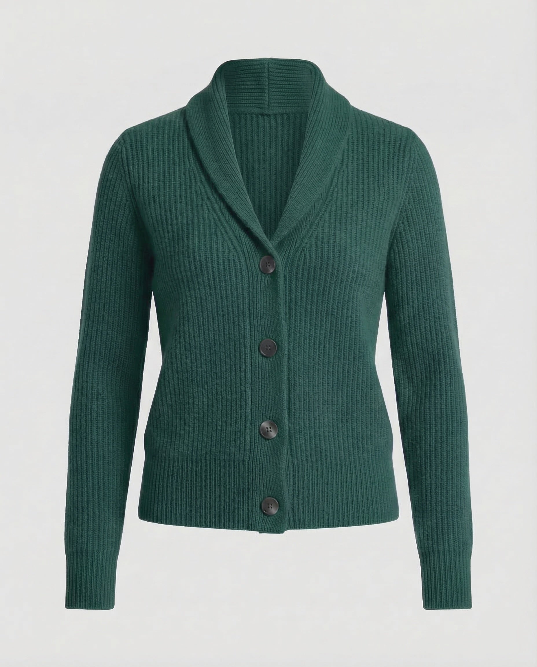 Strickjacke Damen aus Baumwolle mit Reverskragen – Cardigan mit Knopfleiste, Vorderansicht