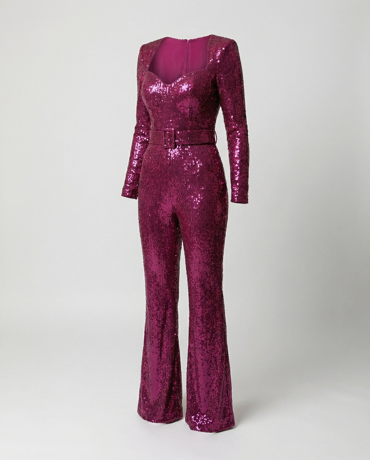 Damen Pailletten-Jumpsuit langarm – eleganter Overall