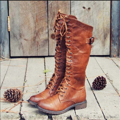 Damen Schnürstiefel im Reitstil – hohe Stiefel