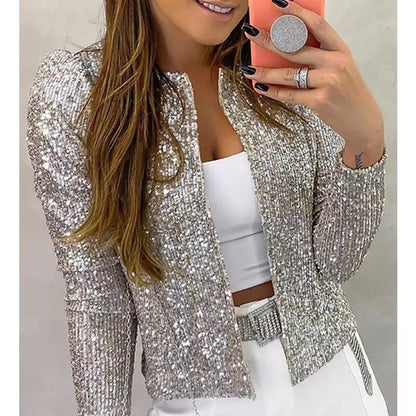 Stilvoller Metallic Blazer Damen