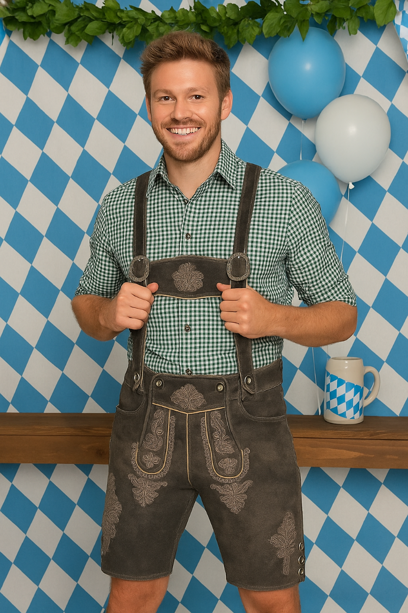Herren Trachten-Lederhose in Braun für Oktoberfest