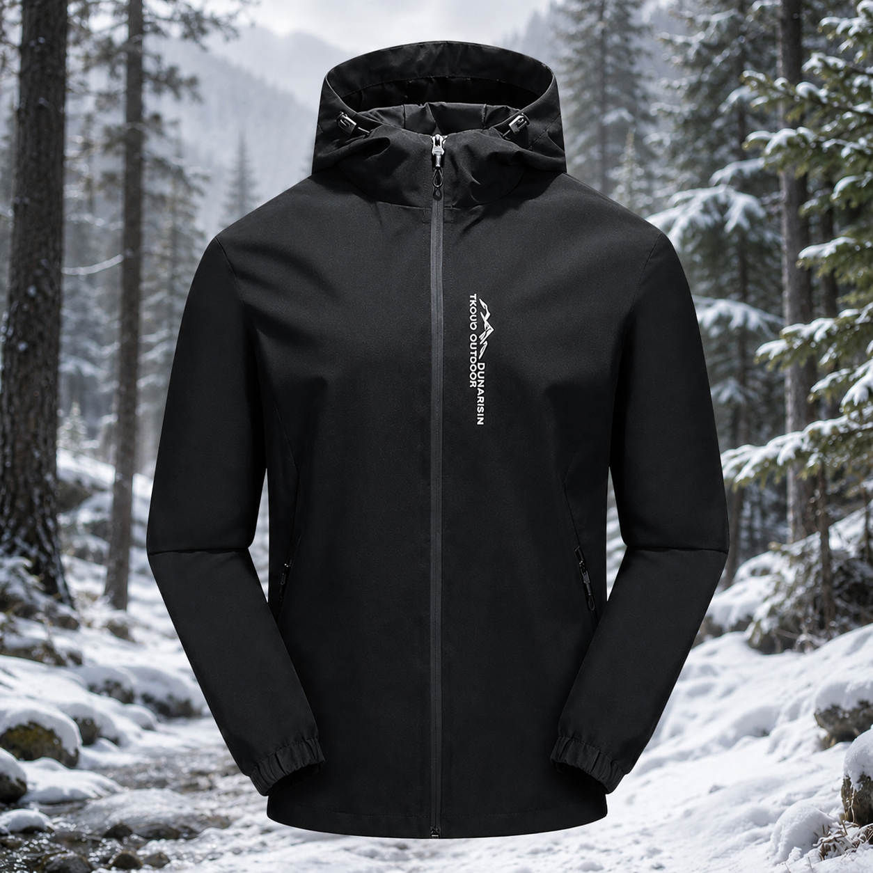 Outdoor-Jacke mit Kapuze aus Polyamid – wasser- und windabweisend