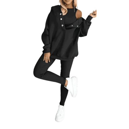Dreiteiliges Freizeit-Set aus Baumwolle – Sweatshirt-Set mit Jacke und Hose