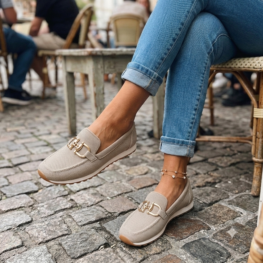 Orthopädische Textil-Loafer Damen – Bequeme Hausschuhe mit Polsterung