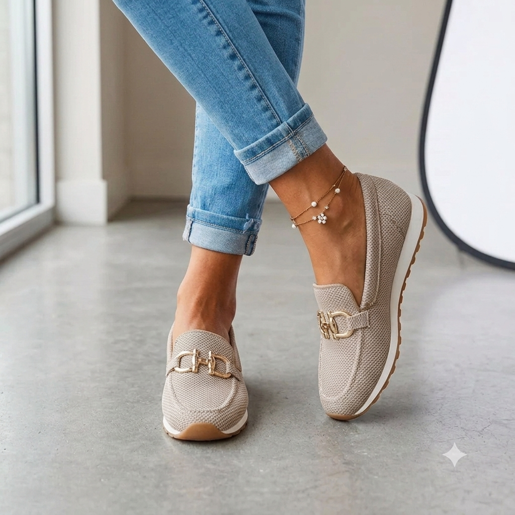 Orthopädische Textil-Loafer Damen – Bequeme Hausschuhe mit Polsterung