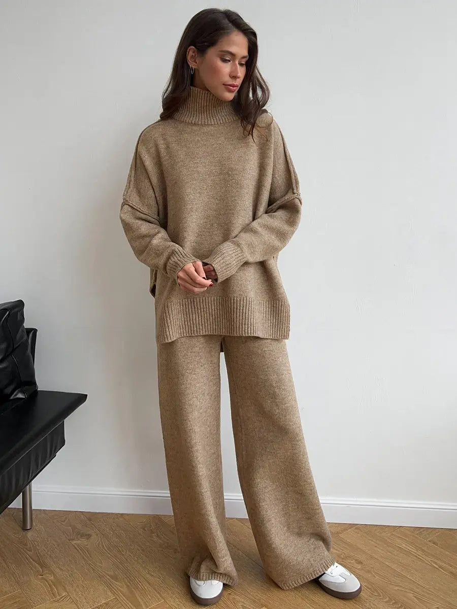 Strickpullover und Hose Set Damen