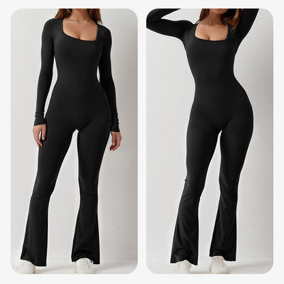 Langarm-Jumpsuit Damen in Schwarz