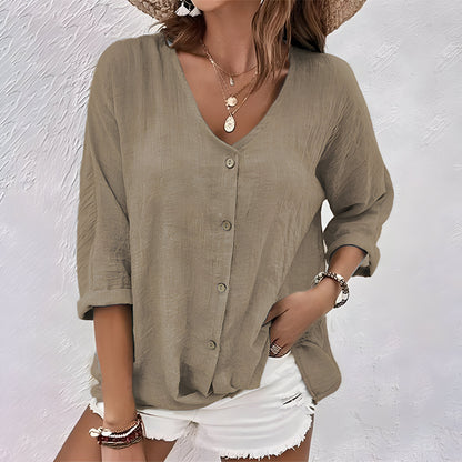 Luftige Bluse Damen mit Knopfleiste