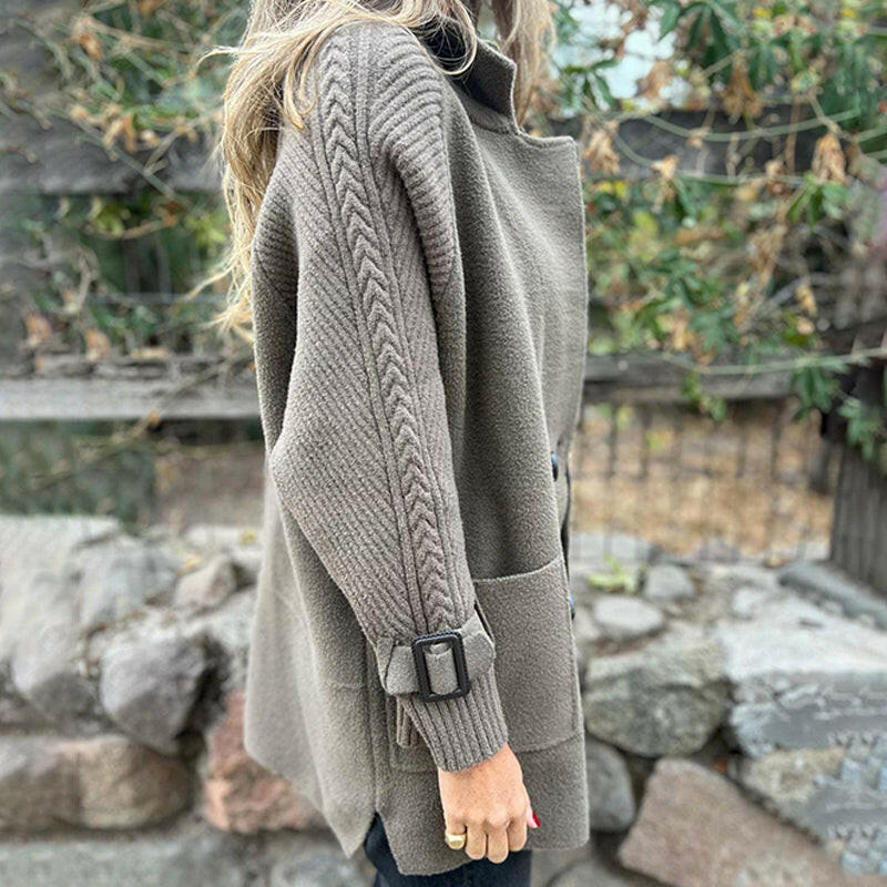Eleganter Mantel Damen zweireihig – taillierter Wollmischmantel mit Reverskragen