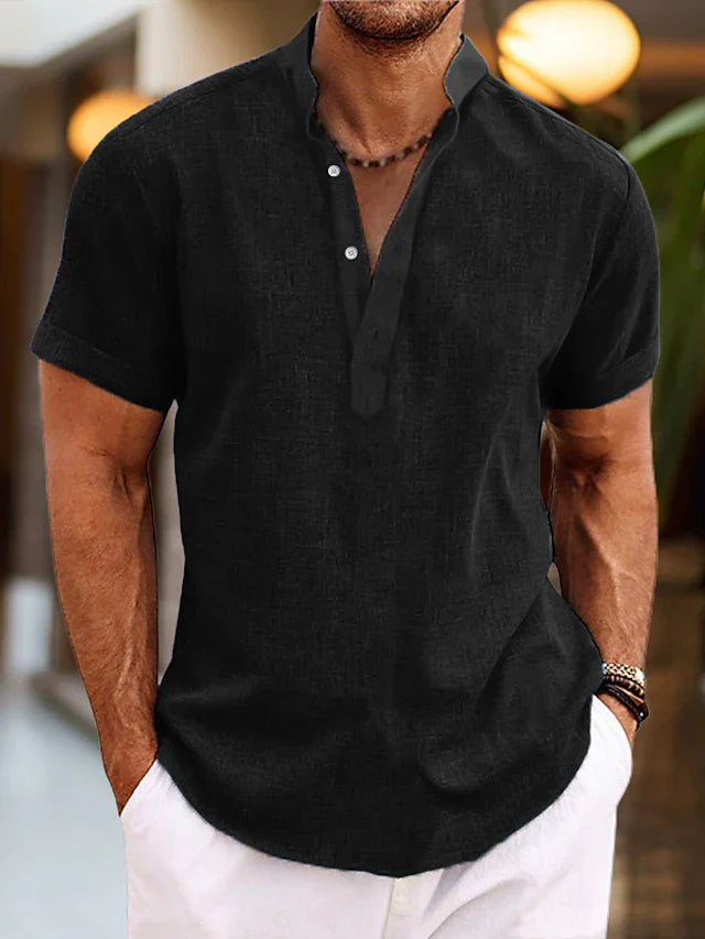 Freizeithemd Herren mit Henley-Kragen