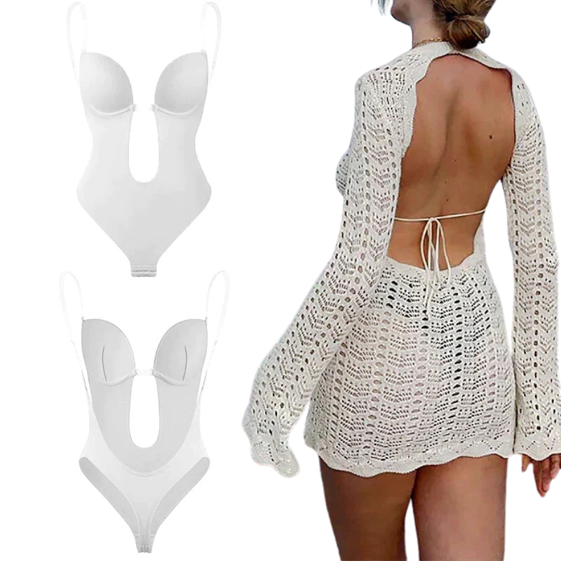 Rückenfreier Body aus Leinen – Formender Body für eine schlanke Silhouette