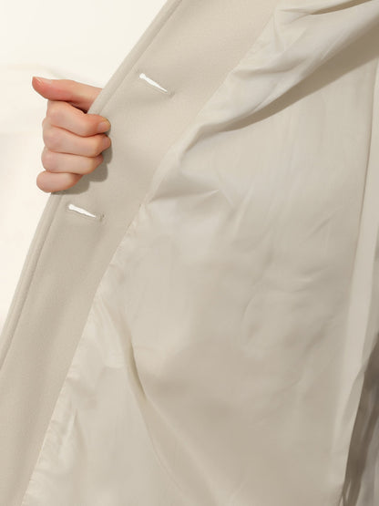 Einreihiger Winter-Trenchcoat Damen aus Wolle – Detailansicht