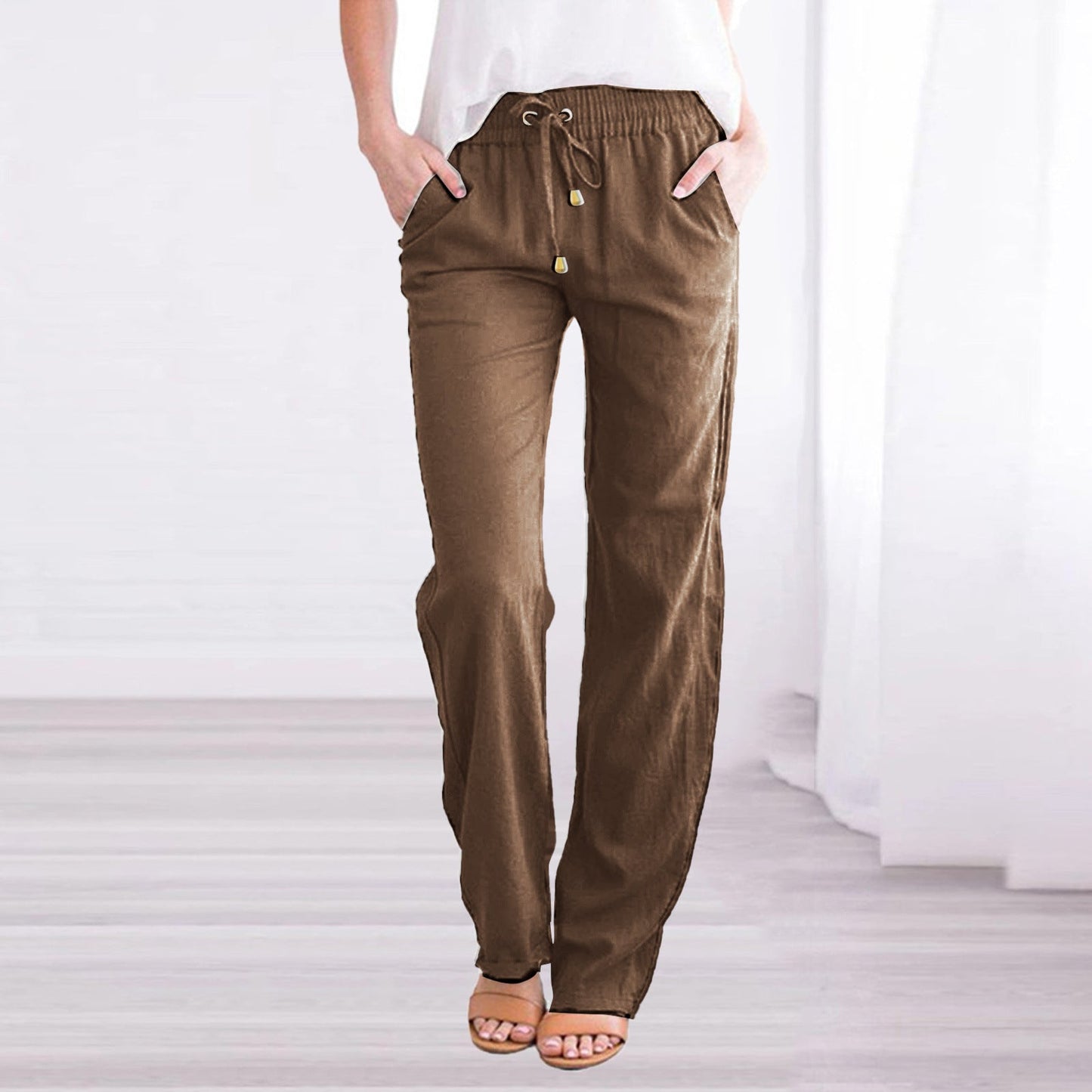 Leichte Sommerhose aus Baumwoll-Leinen – luftige Freizeithose mit elastischem Bund