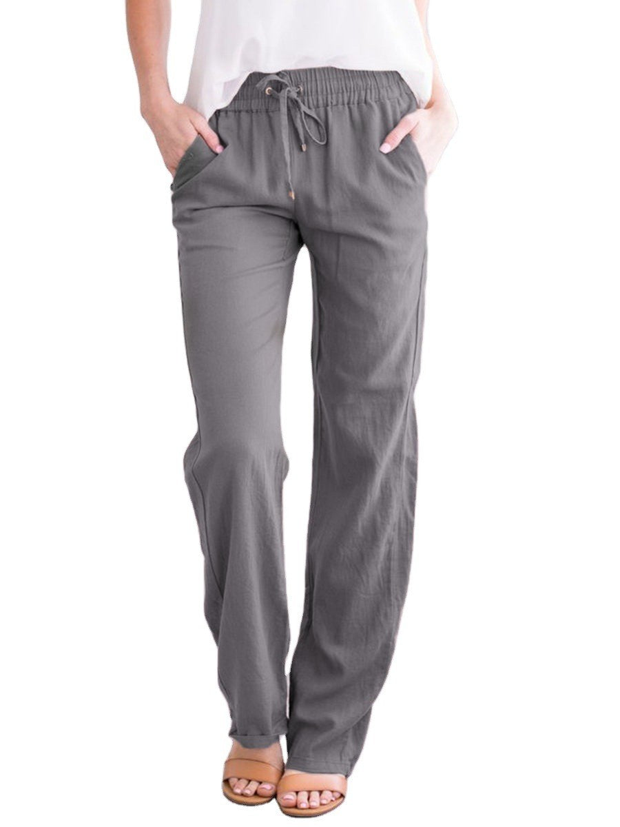 Baumwoll-Leinen-Hose Damen gerader Schnitt