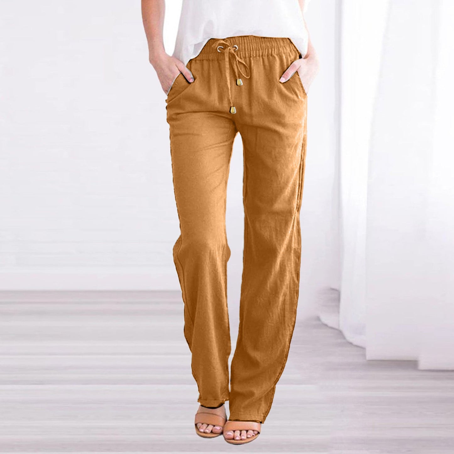 Leichte Sommerhose aus Baumwoll-Leinen – luftige Freizeithose mit elastischem Bund
