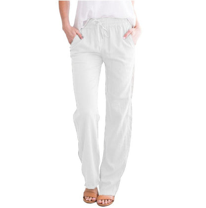 Leichte Sommerhose aus Baumwoll-Leinen – luftige Freizeithose mit elastischem Bund