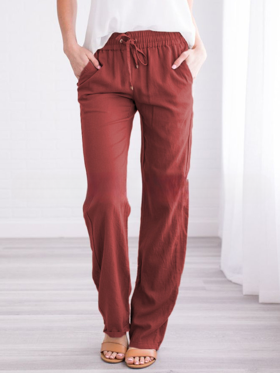 Damenhose Baumwoll-Leinen elastischer Bund