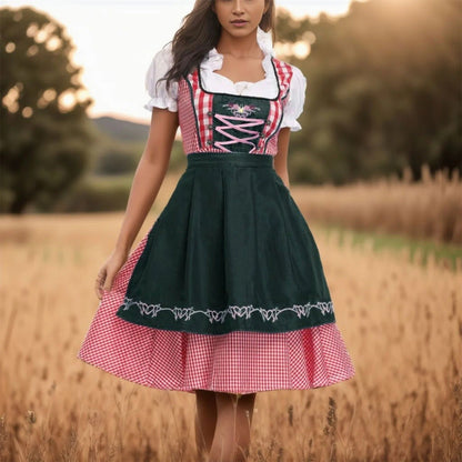 Dirndl Damen Oktoberfest kariert Trachtenkleid
