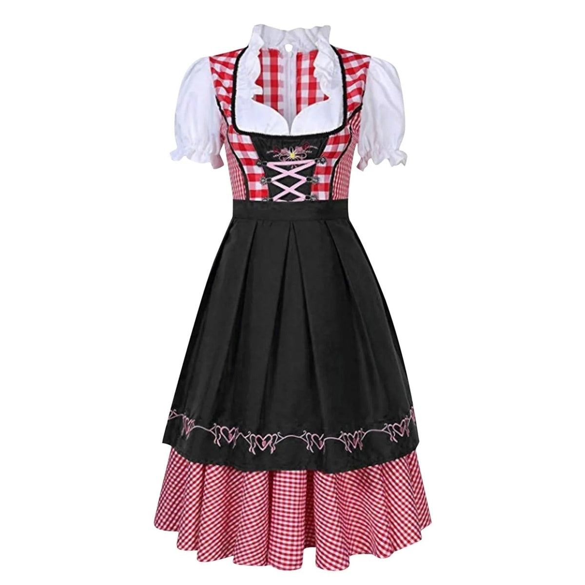 Kariertes Oktoberfest-Dirndl Damen in Grün und Schwarz