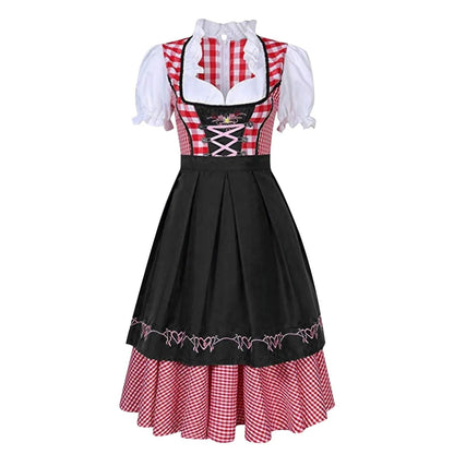 Kariertes Oktoberfest-Dirndl Damen in Grün und Schwarz