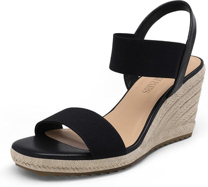Elegante Keilsandaletten mit elastischen Riemen und modischer Espadrille-Sohle für Sommer