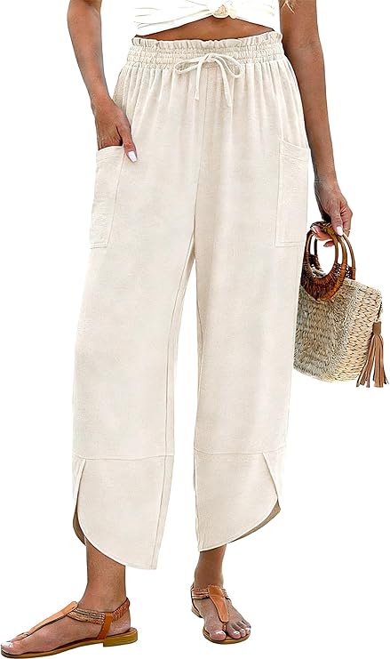 Elegante Freizeithose mit elastischem Bund und stilvollem geschlitztem Saum