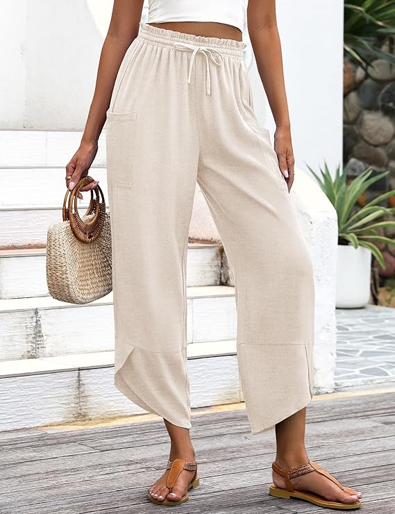 Elegante Freizeithose mit elastischem Bund und stilvollem geschlitztem Saum
