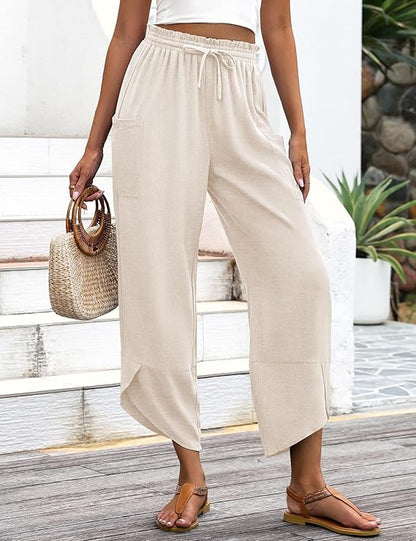 Elegante Freizeithose mit elastischem Bund und stilvollem geschlitztem Saum