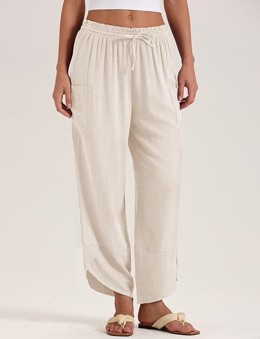 Elegante Freizeithose mit elastischem Bund und stilvollem geschlitztem Saum