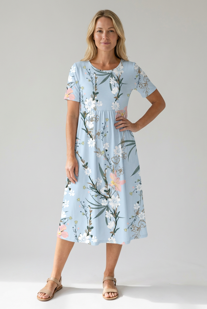 Midikleid mit Blumenmuster – luftiges Sommerkleid in Midilänge
