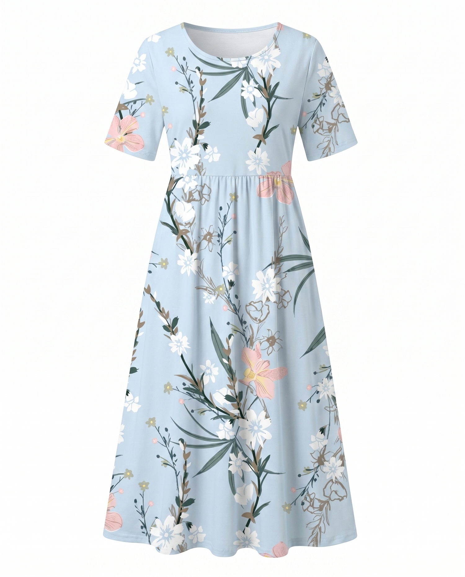 Midikleid Damen mit Blumenmuster