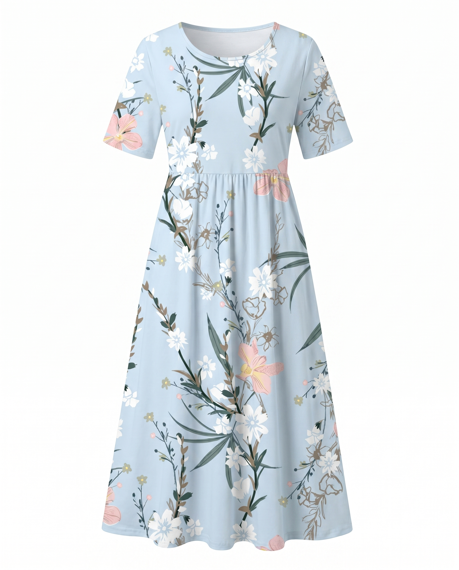 Midikleid Damen mit Blumenmuster